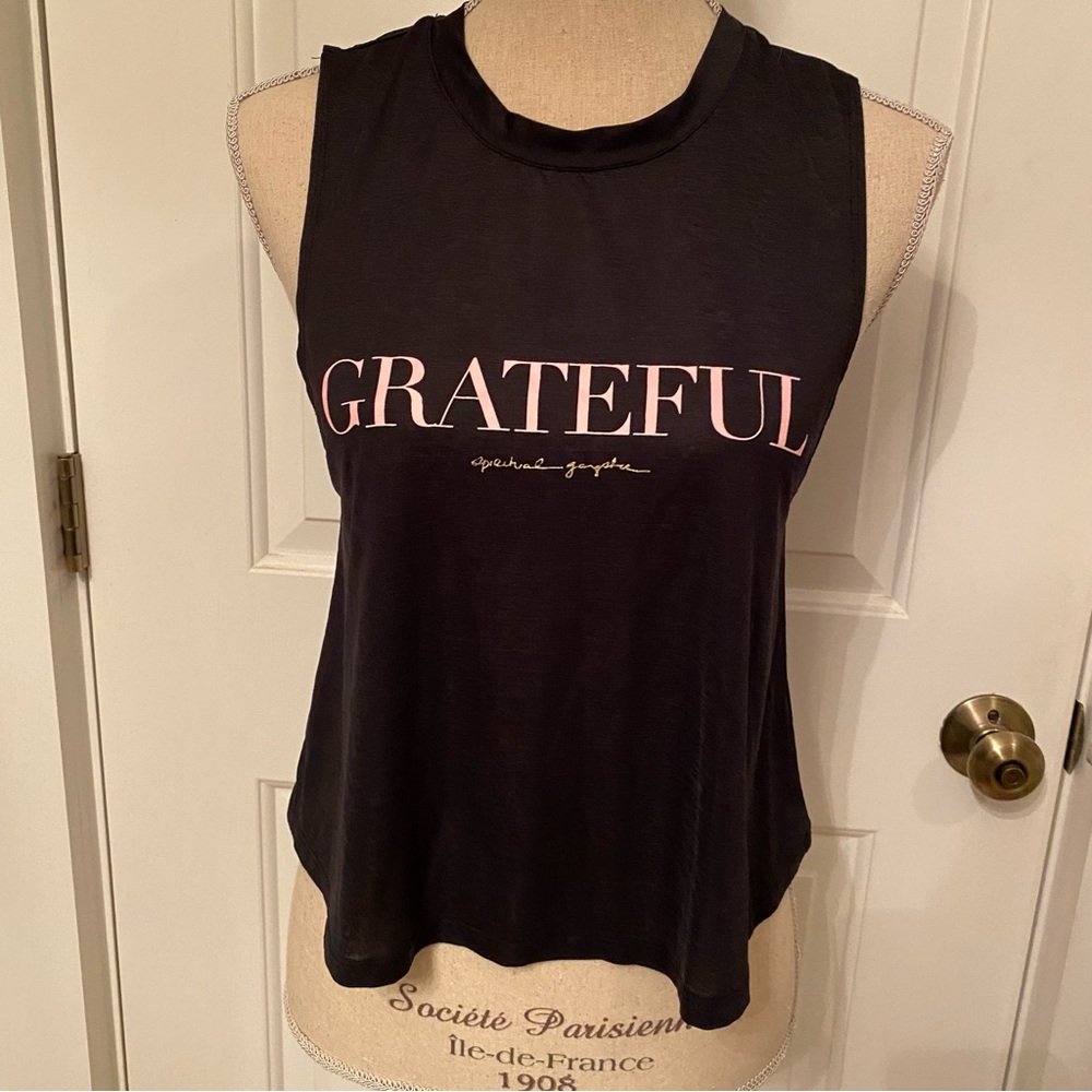 SPIRITUAL GANGSTER TOP TANK CROPPED SLEEVELESS BLACK PINK GRATEFUL SIZE S